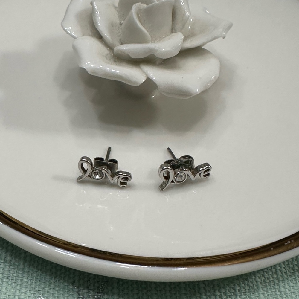 Silver plated LOVE Stud Earrings